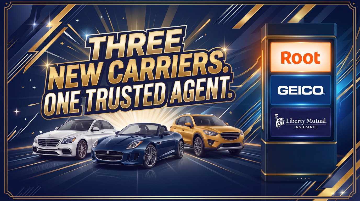 Three New Carriers. One Trusted Agent. Cronin Insurance now offers GEICO, Liberty Mutual, and Root car insurance